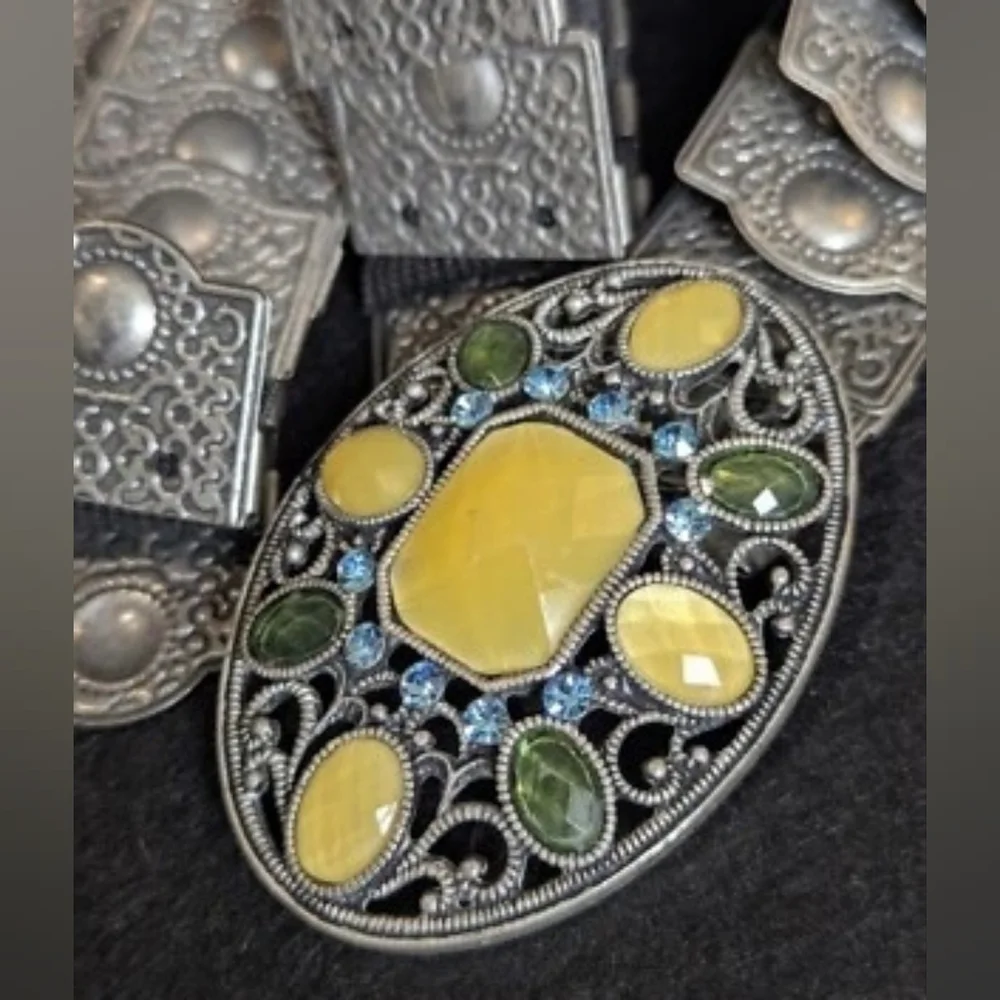 Elegant Silver and Yellow Women's Western‎ Style Belt Small